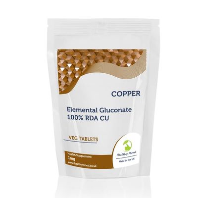 Copper 1mg Tablets  Elemental Gluconate CU for 100% RDA  Essential Trace Mineral Supplement for Immunity & Energy