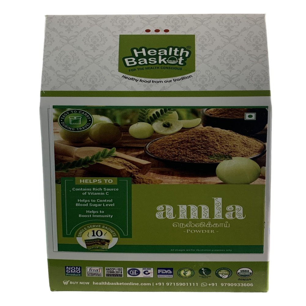 Health Basket Pure Organic Natural Amla Powder, No Added Preservatives or Color - 100 gms (Pack Of 1)