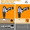 2-in-1 Cordless Drill Tool Kit Set, 16.8V Power Drill Professional Household Hand Tool Kit with 10-Piece Bits for DIY Repair, 5-Piece Power Scrubber Brushes for Cleaning Floor Car Bathroom Kitchen view 3