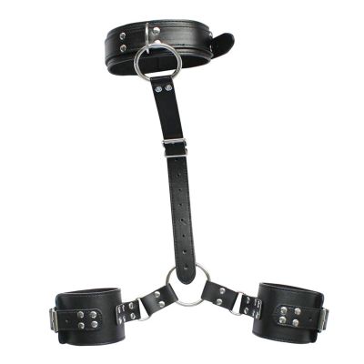 Black Beginners Restraint Kit PassionateSeductive Slave With Playful Behind Cuffs And Adjustable Body Chains Jewellery (Black-a, One Size)