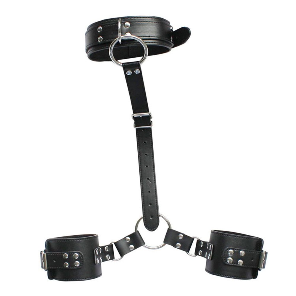 Black Beginners Restraint Kit PassionateSeductive Slave With Playful Behind Cuffs And Adjustable Body Chains Jewellery (Black-a, One Size)