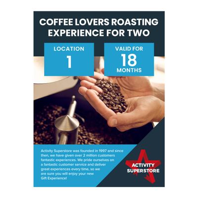 Activity Superstore Coffee Lovers Roasting Experience for Two Gift Experience, Coffee Experience, Gift for Coffee Lovers