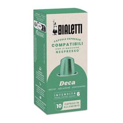 Bialetti Espresso Capsules Compatible with Nespresso Original Italian Single Serve Pods, Decaf Roast (Pack of 10)