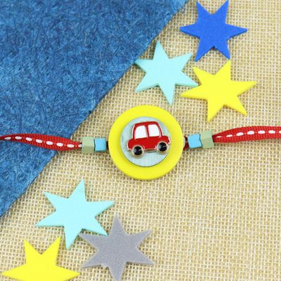 Ghasitaram Gifts Jaiccha Rakhi for Brother Rakhis Online KR24-056- Metal car Kids Rakhi