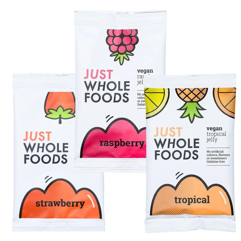 Vegan Jelly Bundle Containing 3 Sachets of Vegan Jelly, 3 x 75g, Raspberry, Strawberry and Tropical Flavours Bundle