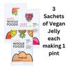 Vegan Jelly Bundle Containing 3 Sachets of Vegan Jelly, 3 x 75g, Raspberry, Strawberry and Tropical Flavours Bundle view 3