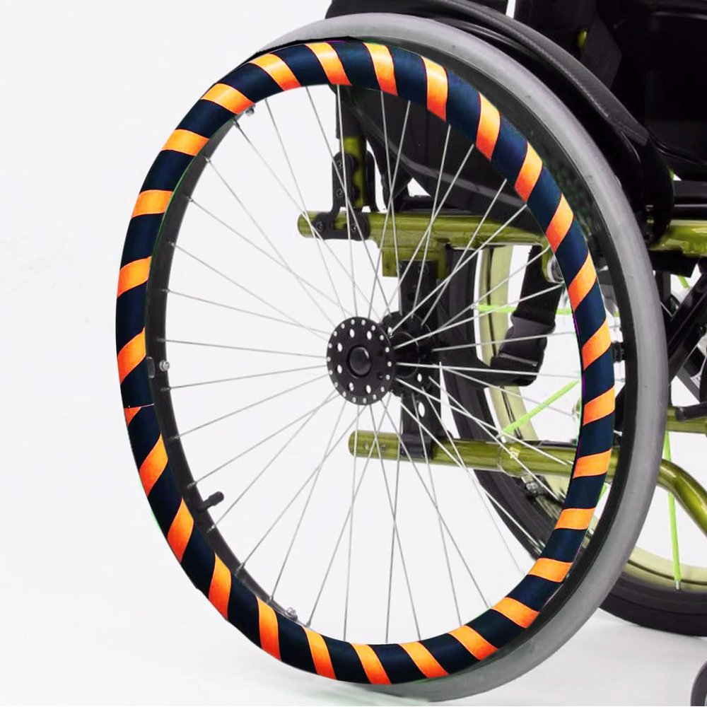 Wheelchair Push Rim Covers, 20/22/24-Inch Rear Wheel Sports Wheelchair Cover, Silicone Hand Push Cover, Wear-Resistant, Improve Grip And Traction,Orange,24in