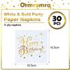 30 Pcs White & Gold Star Napkins with Polka Dots - 33x33cm Party Serviettes for Birthday Decoration, Boys & Girls view 2