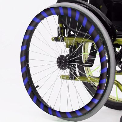Wheelchair Push Rim Covers, 20/22/24-Inch Rear Wheel Sports Wheelchair Cover, Silicone Hand Push Cover, Wear-Resistant, Improve Grip And Traction,Blue,24in