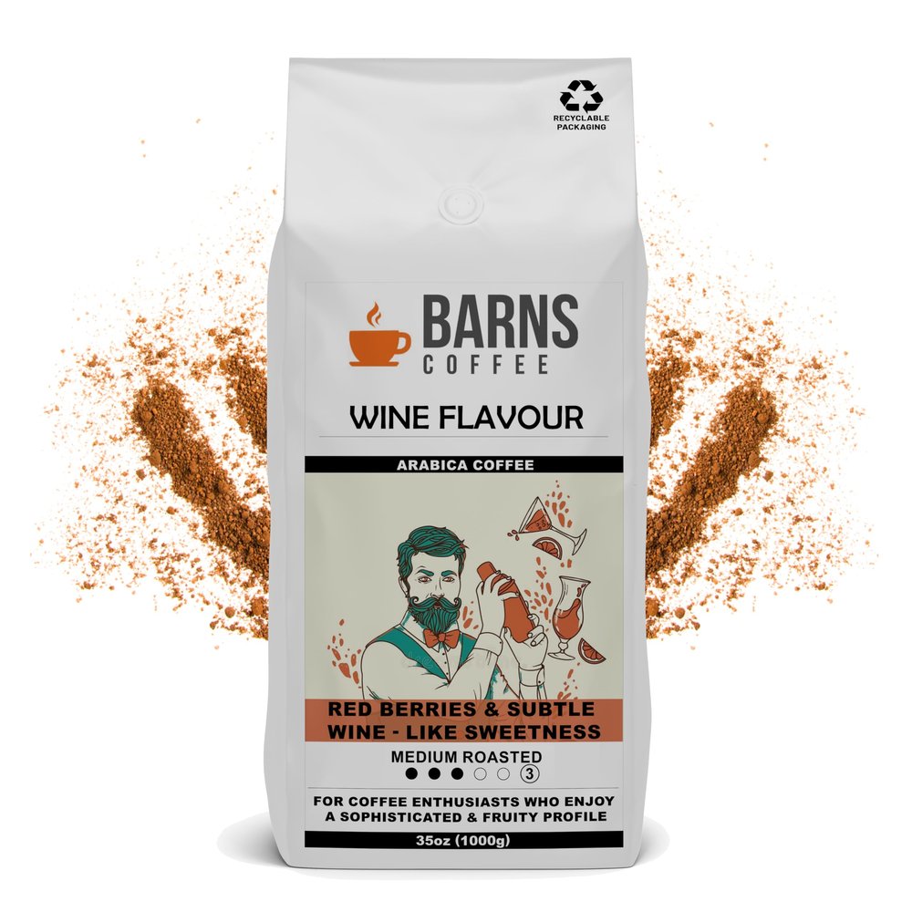 Barns Coffee | Wine Flavor Ground Coffee - 1kg | Medium Roast | Intensity Level 3 | Rich Flavoured