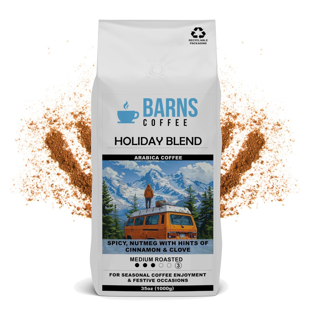 Barns Coffee | Holiday Blend Ground Coffee - 1kg | Medium Dark Roast | Intensity Level 4 | Rich Flavoured