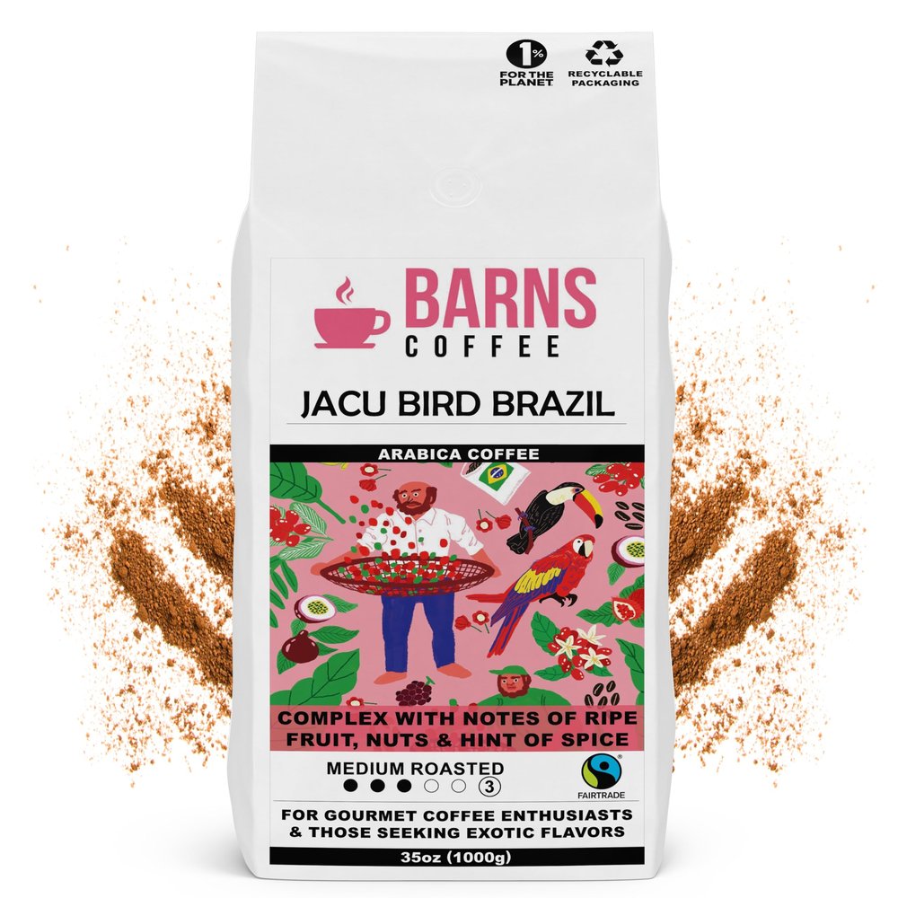 Barns Coffee | Jacu Bird Brazil Ground Coffee - 1kg | Medium Roast | Intensity Level 3 | Rich Flavoured