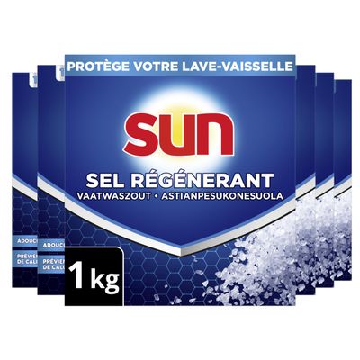 SUN - Standard Dishwasher Regenerating Salt - prevents limescale deposits and softens water (set of 6x1kg)