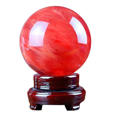 LoKori Crystal Ball,Natural Red Melting Quartz Crystal Ball, Healing Crystal Sphere with Stand, Feng Shui Crystals Gemstone Ball for Meditation Wealth Divination Home Decoration,17cm