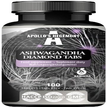 Ashwagandha Extract 568 mg per Tablet, 100 Vegan Tablets, 400 Servings per Package, Withania somnifera Extract Contains 7% withanolides, Support Memory and Concentration, by Apollo's Hegemony