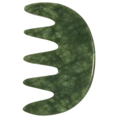 Healeved Jade Massage Comb Wide Tooth Scalp Massager Tool Natural Stone Comb for Relaxation and Family Care