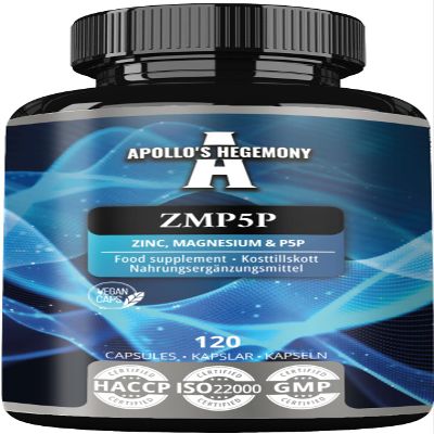 ZMP5P 375 mg per Portion - Magnesium, Zinc, Vitamin B6 in Chelated Form - 120 Vegan Capsules - 40 Day Supply - for Enhanced Health and Wellness - by Apollos Hegemony