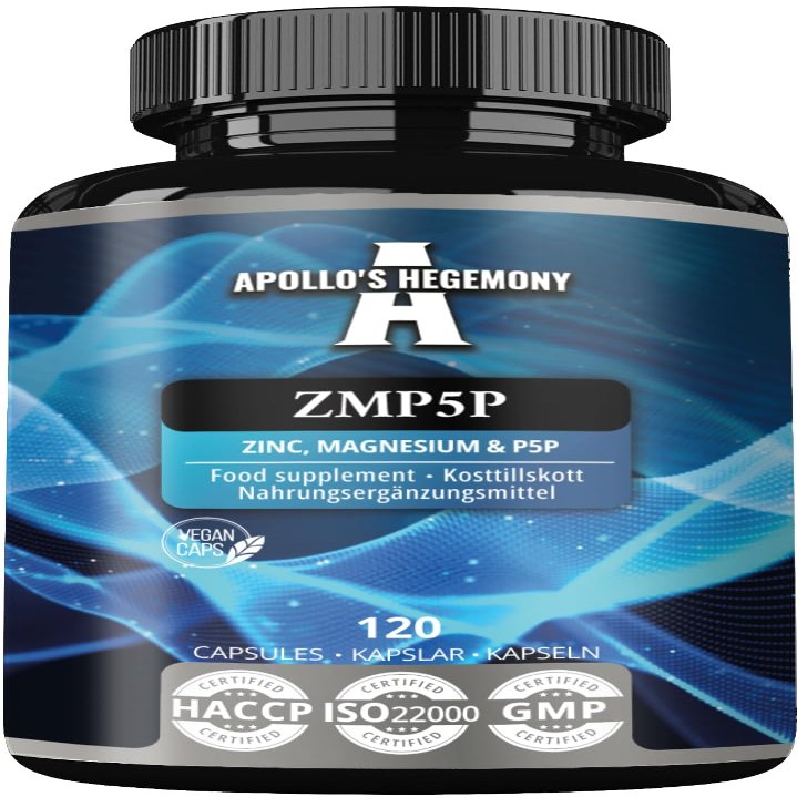 ZMP5P 375 mg per Portion - Magnesium, Zinc, Vitamin B6 in Chelated Form - 120 Vegan Capsules - 40 Day Supply - for Enhanced Health and Wellness - by Apollos Hegemony