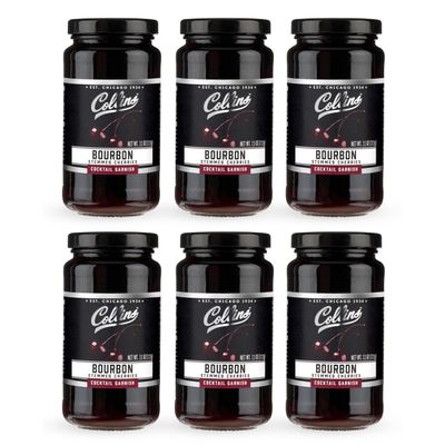 Collins Bourbon Cocktail Cherries - Drinks Set for Manhattan or Old Fashioned Cocktails and Desserts, Made with Award Winning Whiskey, Set of 6 Glasses, 11oz