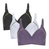 3PC Bras for Women Multipack Push Up Wireless Bras Embroidered Glossy Comfortable Breathable Everyday Bra Underwear Wire Free Three Piece Sets view 1