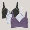 3PC Bras for Women Multipack Push Up Wireless Bras Embroidered Glossy Comfortable Breathable Everyday Bra Underwear Wire Free Three Piece Sets view 2