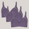 3PC Bras for Women Multipack Push Up Wireless Bras Embroidered Glossy Comfortable Breathable Everyday Bra Underwear Wire Free Three Piece Sets view 2