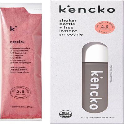 Kencko's Instant Smoothie Starter Pack - 1 Smothie Shaker Bottle + 1 Full Size Instant Smoothie Sample (Reds)