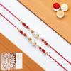 Ghasitaram Gifts Jaiccha Rakhi for Brother Rakhis Online Set of 2-6210 Pearl Rakhi with 200 GMS of Kaju katli view 1