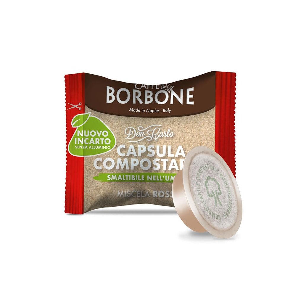 Caff Borbone Don Carlo Compostable Capsules, Red Coffee Blend - 50 Capsules - Compatible with Lavazza* A Modo Mio* coffee machines for domestic use