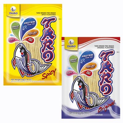 Taro Brand Thai Fish Snack Assorted 2 Flavour 52g - Original & Spicy (Pack of 2)