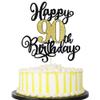 PALASASA Black Gold Happy 90th Birthday Cake Topper- Glitter Cheers to 90 Years Birthday Cake Pick 90 Fabulous Cake Decoration, 90th Birthday/Anniversary Party Cake Decoration view 1