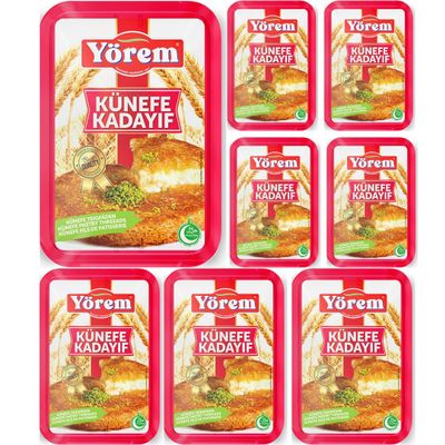 Yorem Pastry Threads Fresh Kadayif Turkish style dessert Kunefe Kadayif 500 Gram x 8 Packs by Pufai Grocery