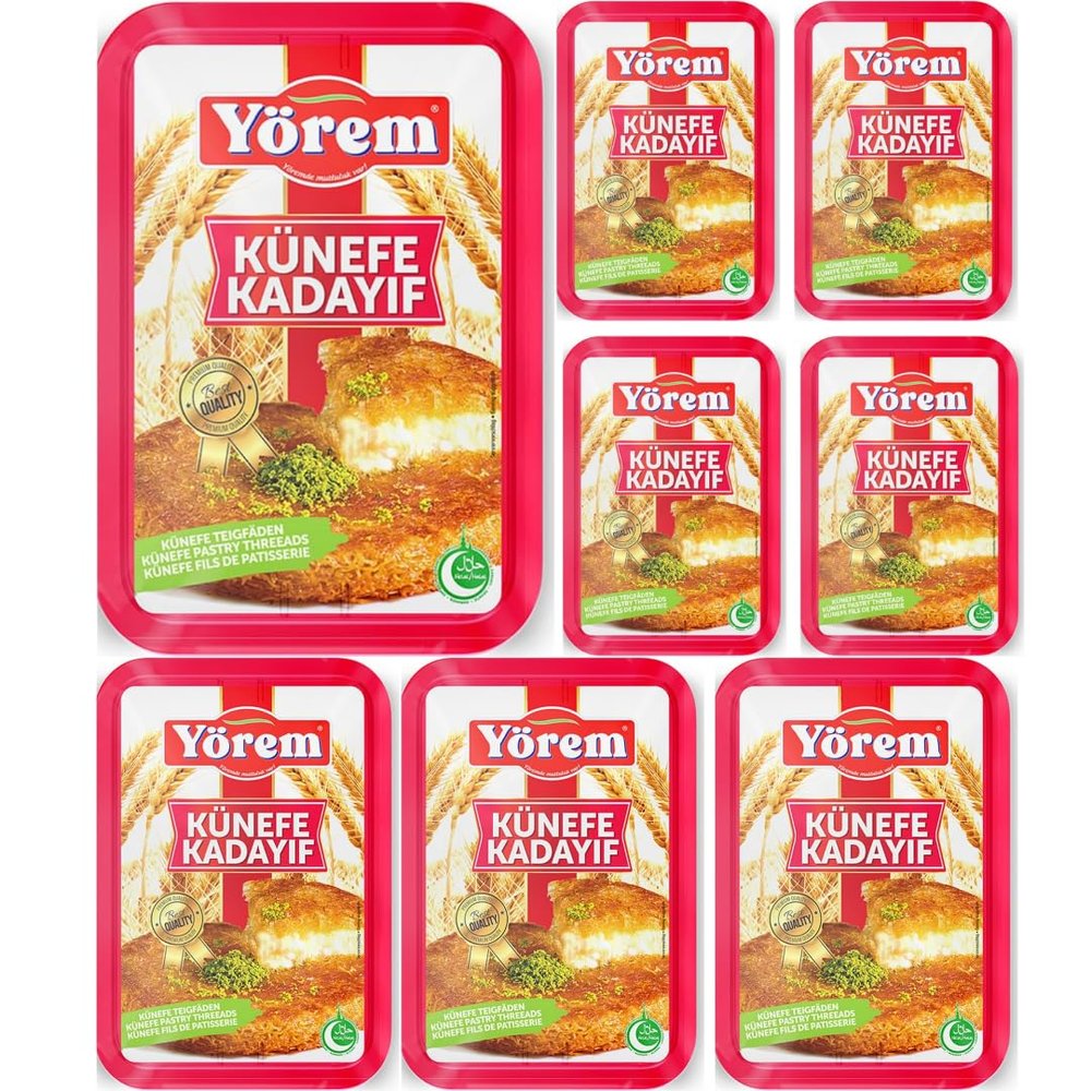 Yorem Pastry Threads Fresh Kadayif Turkish style dessert Kunefe Kadayif 500 Gram x 8 Packs by Pufai Grocery