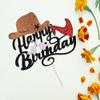 Dxsdgetue Cowboy Happy Birthday Cake Topper shiny cowboy happy birthday cake topper for boys girls cowboy themed birthday decorations view 3