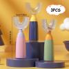 3 Pack Kids U-Shaped Toothbrush, Food Grade Soft Silicone Brush Head Toddler Toothbrush, 360 Whole Mouth Manual Training Tooth Brush for Toddlers and Children 2-12 Years Old view 2
