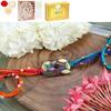 Ghasitaram Gifts Jaiccha Rakhi for Brother Rakhis Online ST24-037- Metal Mosaic Premium Rakhi with 200 GMS of Kaju katli and 200 GMS of Soan Papdi view 1
