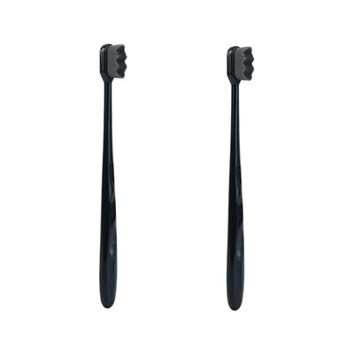 Beaupretty 2pcs Black Toothbrushes Oral Cleaning Micro-Nano Bristle Brush Dental Tool Ergonomic Handle