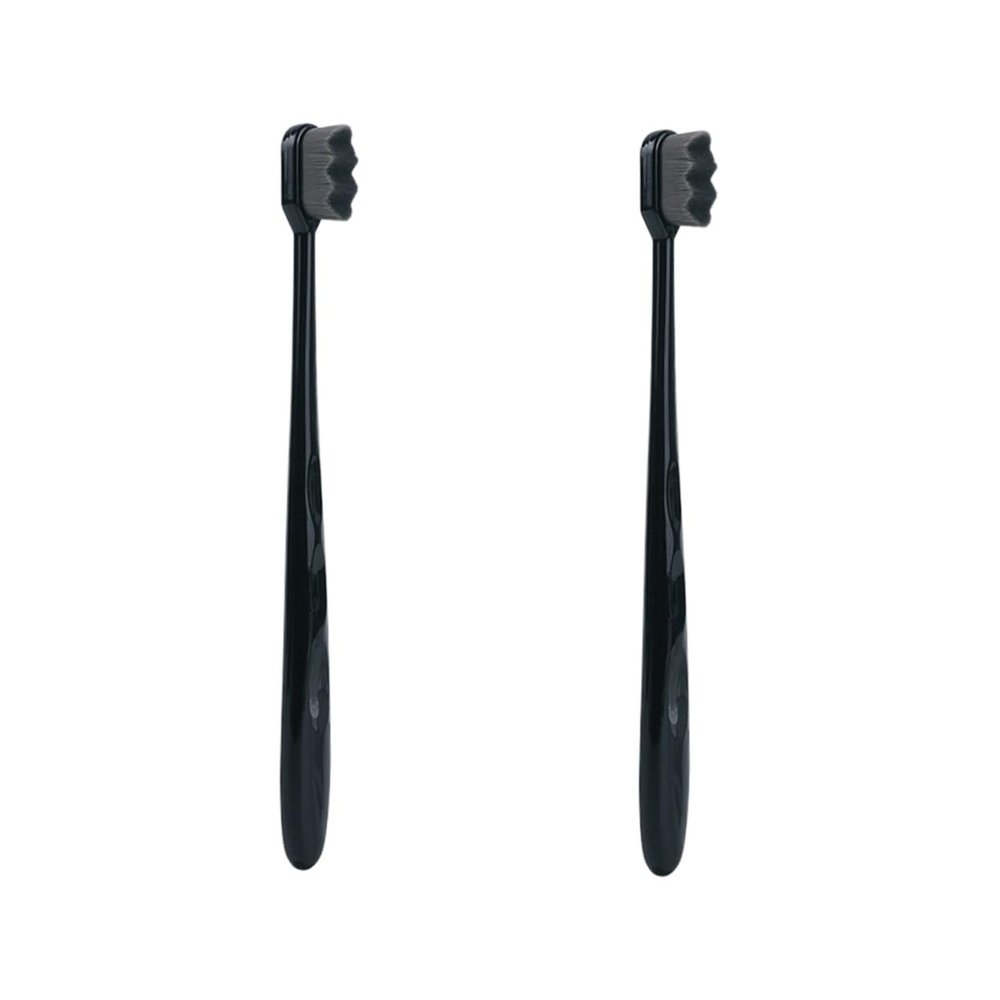 Beaupretty 2pcs Black Toothbrushes Oral Cleaning Micro-Nano Bristle Brush Dental Tool Ergonomic Handle