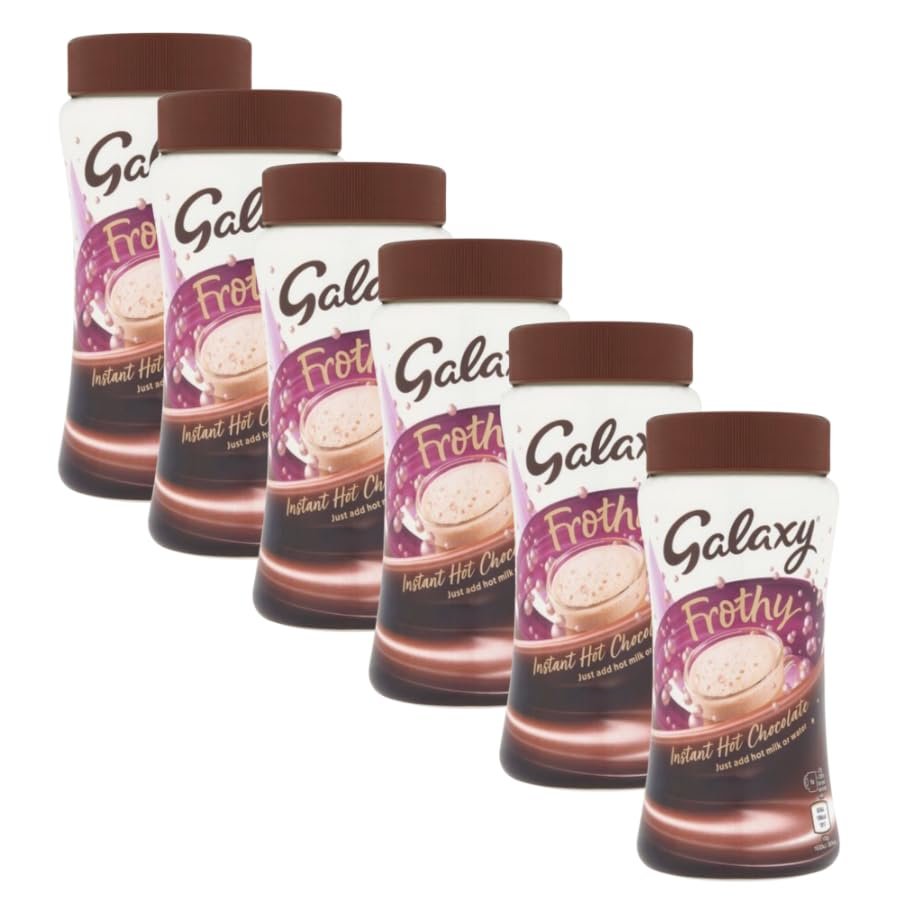 Hot Chocolate Bundle Pack with Galaxy Frothy Instant Hot Chocolate 275g - 6 Pack | Just Add Hot Milk or Water, Cocoa Powder Drink with Milk Chocolate, Sugars & Sweetener.
