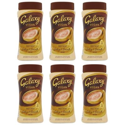 Hot Chocolate Bundle Pack with Galaxy Vegan Instant Silky & Smooth Drink Jar 250g - 6 Pack | Just Add Water, Suitable for Vegans & Vegetarians.