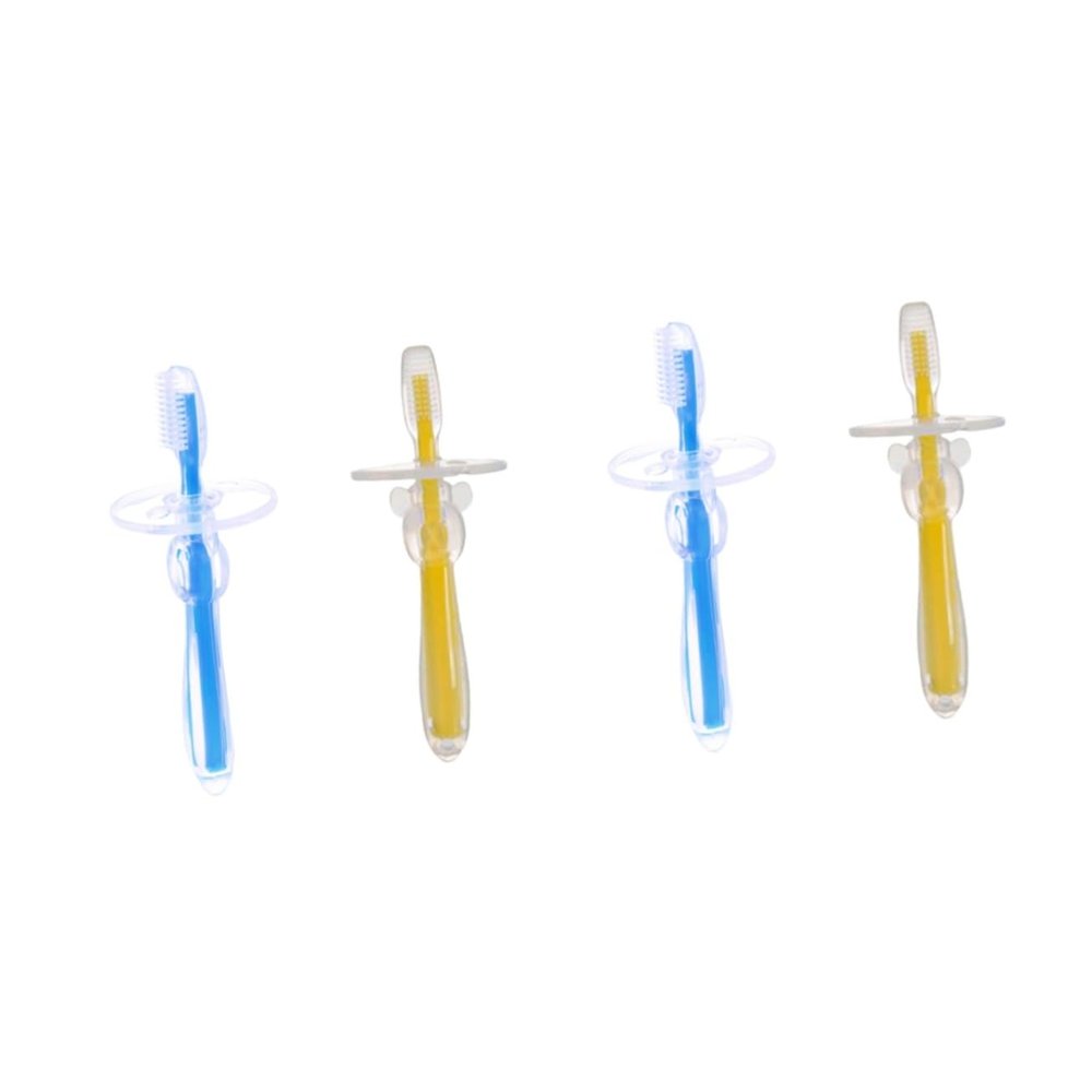 Beaupretty 4pcs Silicone Toothbrush Training Bristle for Boys and Girls Umbrella-Shaped Design for Year Olds and Toddlers Learning to Brush Teeth