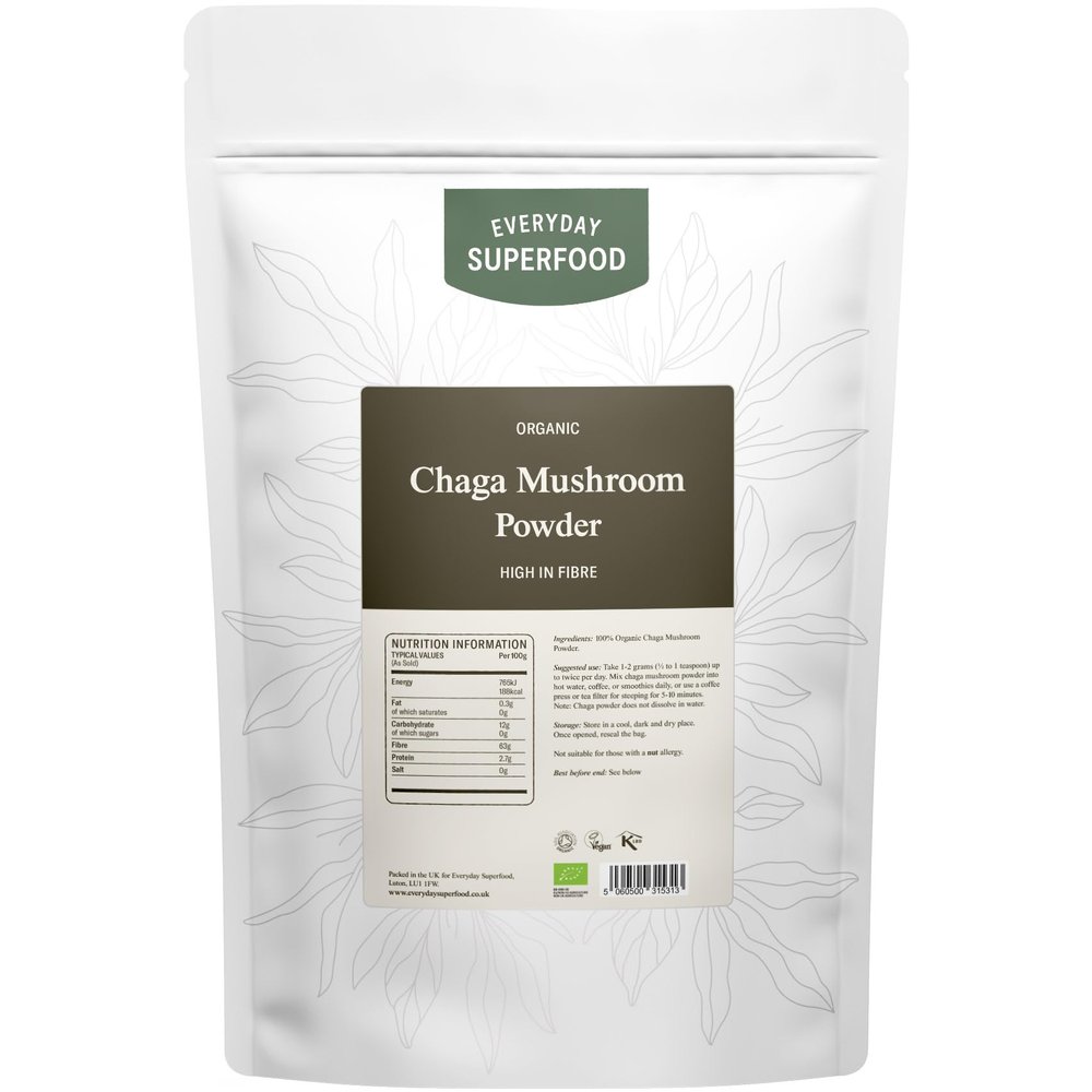 Everyday Superfood Organic Chaga Mushroom Powder 50g, Ideal for Coffee and Tea, Wild Chaga Extract