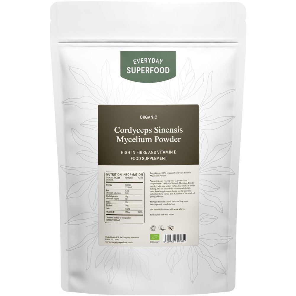 Everyday Superfood Organic Cordyceps Sinensis Mushroom Powder 900g, Ideal for Coffee and Tea and Mushroom Blends