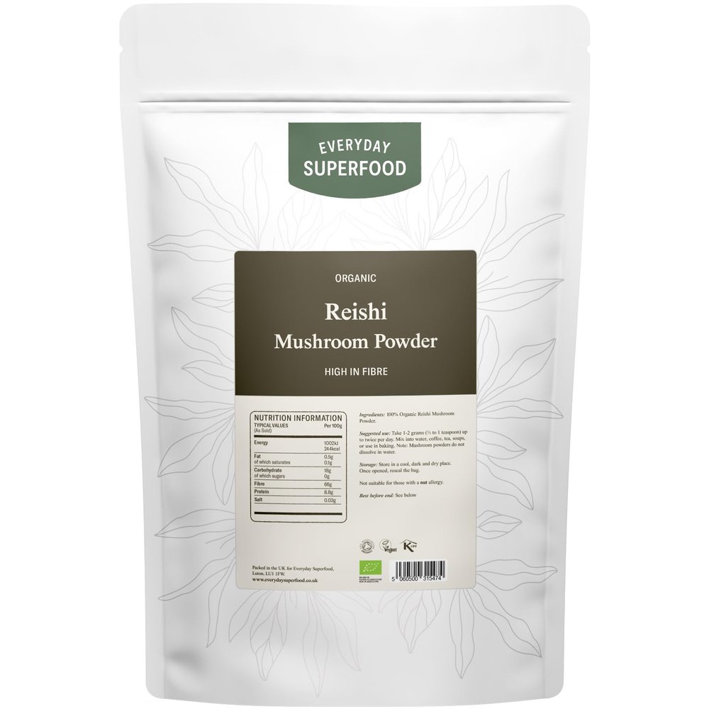 Everyday Superfood Organic Reishi Mushroom Powder 190g, Ideal for Coffee and Tea and Mushroom Blends