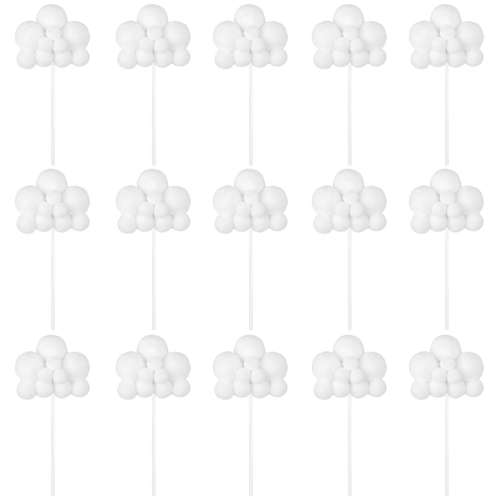 CBLUO 15 Pcs Cloud Cake Toppers White Cloud Cupcake Toppers Glitter Cloud Dessert Cake Decorations for Birthday Wedding Baby Shower Xmas Holiday Festival Carnival Celebration Party Supplies Favors
