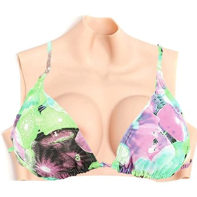 WXLPCGO Realistic Silicone Fake Breast Artifical B-G Cup Breastplate Form Sexy Breast Enhancer for Crossdressers Transgender Cosplay Transvestism(Size:F CUP,Color:Color 3)
