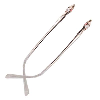 EQQHJL Spectacle arms replacement Vintage Glasses replacement temple legs*Eyewear Leg,1 Pair Women White Replacement Temples Arms Metal Rimless Eyeglass Accessories