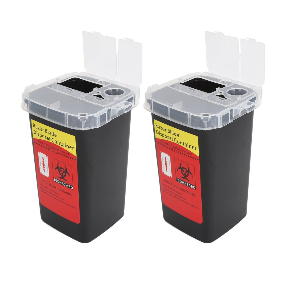 2pcs Blade Disposal Container Case Openable Cover Waste Blades Storage Box for Barber Shop