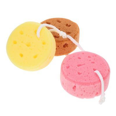 TOGEVAL 3pcs Bath Exfoliating Sponge Set with Honeycomb Foam Texture Back Scrubber and Skin Cleaning Shower Sponges for Adults and Children for Daily Bath