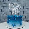 Mis Quince 15 Cake Topper, Mis Aos 15, Feliz 15 Aos, Cheers to 15 Years, Happy 15th Birthday Party Decorations Silver Glitter view 3